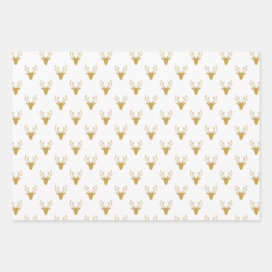 Goldweiße, gemische, rustikale Muster für Hirschho Geschenkpapier Set (Vorderseite 2)