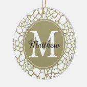 Goldweiße Giraffe Print Monogram Keramikornament (Links)