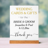 Goldweiße Hochzeitkarten geben Typografie Acrylschild (Neutral)