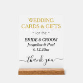 Goldweiße Hochzeitkarten geben Typografie Acrylschild (Vorderseite)