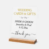 Goldweiße Hochzeitkarten geben Typografie Acrylschild (Winkel)