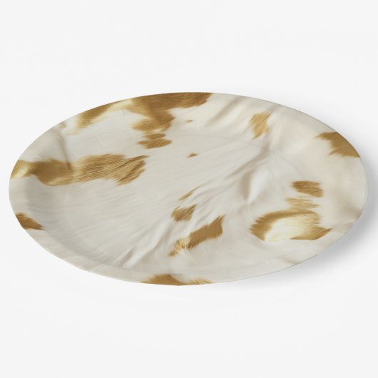 Goldweiße Hülle Pappteller (Schrägansicht)