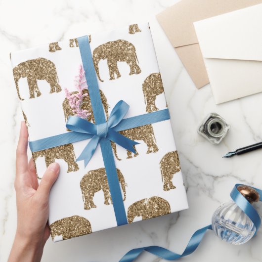 Goldweiße Jungle-Elefant-Party Geschenkpapier (Schenken)