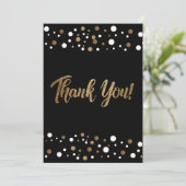 Goldweiße Konfetti 60. Geburtstagsfeier Dankeskarte (Stehend Vorderseite)