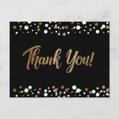 Goldweiße Konfetti auf schwarz Danke Postkarte (Vorderseite)