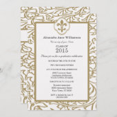 Goldweiße Lilien-formaler mit BlumenAbschluss Einladung (Vorne/Hinten)