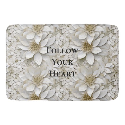 Goldweiße Lotus-Blume Badematte (Vorderseite)