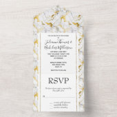 Goldweiße Marmorhochzeit All In One Einladung (Innen Boden)