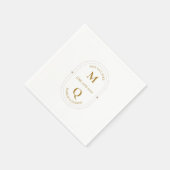 Goldweiße Minimal-Elegant-Monogram-Hochzeit Serviette (Ecke)