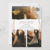 Goldweiße Minimalskripte 3 Fotos Hochzeit Save The Date (Vorderseite)