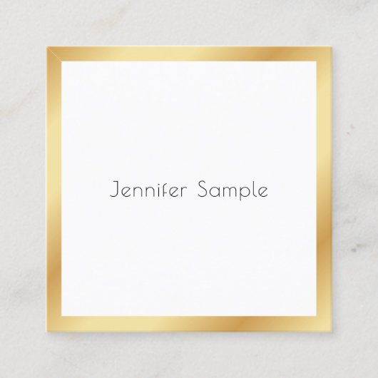 Goldweiße, moderne Berufliche Elegantvorlage Quadratische Visitenkarte (Vorderseite)