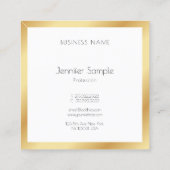 Goldweiße, moderne Berufliche Elegantvorlage Quadratische Visitenkarte (Rückseite)