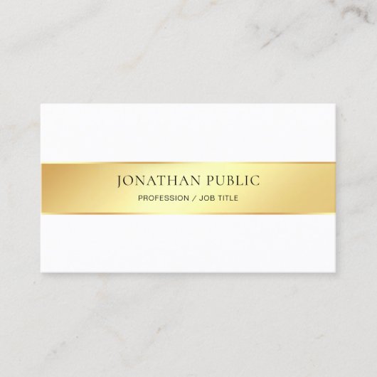 Goldweiße, moderne, elegante Berufliche Vorlage Visitenkarte (Vorderseite)