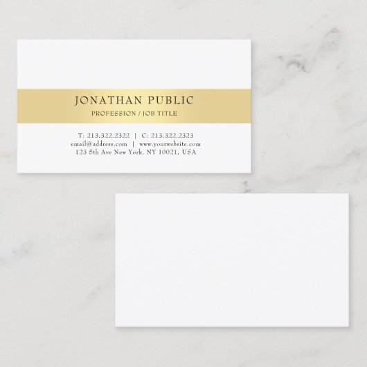 Goldweiße, moderne Minimalistische Elegantvorlage Visitenkarte (Vorne/Hinten)