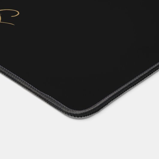 Goldweiße Monogram-Skripte auf schwarz Schreibtischunterlage (Ecke)