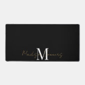 Goldweiße Monogram-Skripte auf schwarz Schreibtischunterlage (Vorderseite)