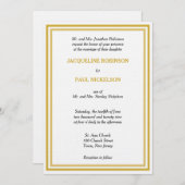 Goldweiße Monogramm-Hochzeit Einladung (Vorne/Hinten)