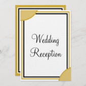 Goldweiße Monogramm-Hochzeitsempfehlung Einladung (Vorne/Hinten)