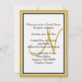 Goldweiße Monogramm-Hochzeitsempfehlung Einladung (Rückseite)