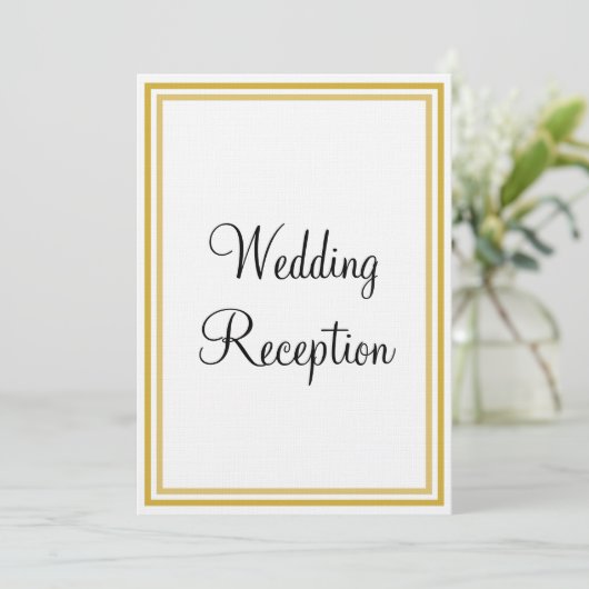 Goldweiße Monogramm-Hochzeitsempfehlung Einladung (Stehend Vorderseite)