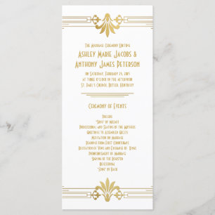 Goldweiße Roaring 20er Jahre Art Déco Hochzeitspro Programm