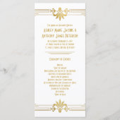 Goldweiße Roaring 20er Jahre Art Déco Hochzeitspro Programm (Vorderseite)