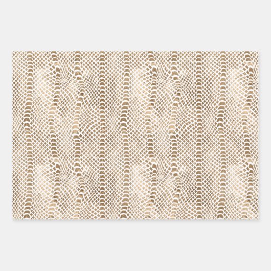 Goldweiße Schlange Print Geschenkpapier Set (Vorderseite)