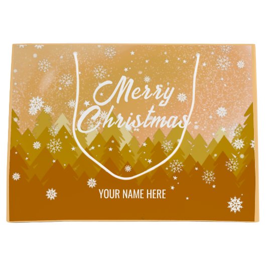 Goldweiße Schnee Friedlichen Wald Weihnachten Neuj Große Geschenktüte (Vorderseite)