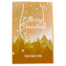 Goldweiße Schnee Friedlichen Wald Weihnachten Neuj Mittlere Geschenktüte