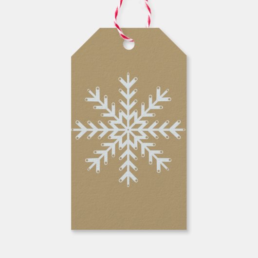 Goldweiße Schneeflocken Geschenkanhänger (Rückseite)