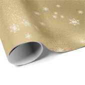 Goldweiße Schneeflocken Geschenkpapier (Rolleneckpunkt)