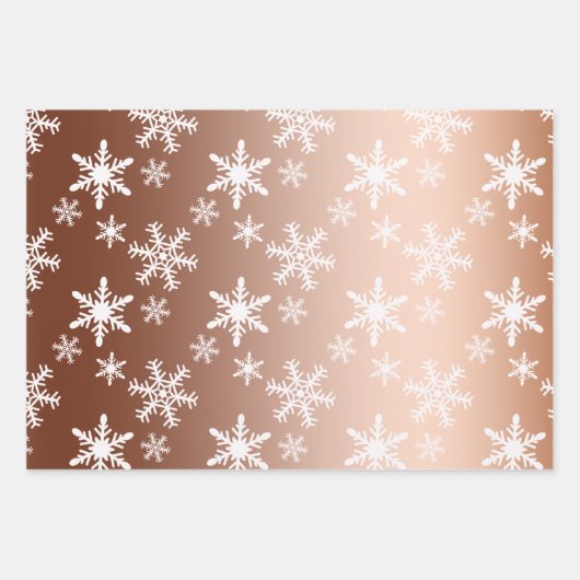 Goldweiße Schneeflocken Weihnachten Geschenkpapier Set (Vorderseite 2)