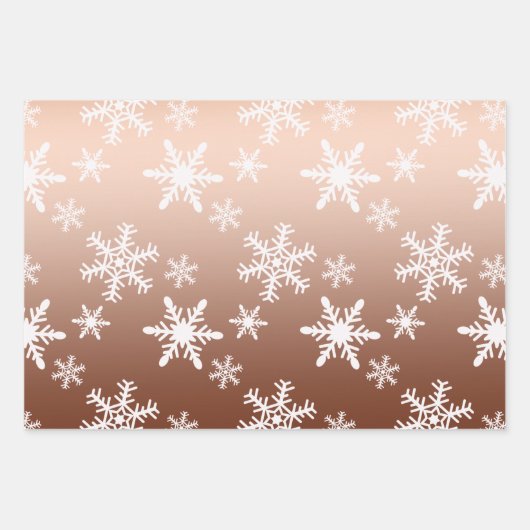 Goldweiße Schneeflocken Weihnachten Geschenkpapier Set (Vorderseite)