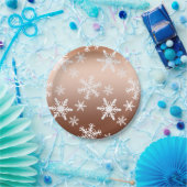Goldweiße Schneeflocken Weihnachten Pappteller (Party)