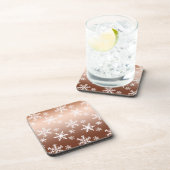 Goldweiße Schneeflocken Weihnachten Untersetzer (Rechte Seite)