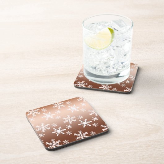 Goldweiße Schneeflocken Weihnachten Untersetzer (Rechte Seite)