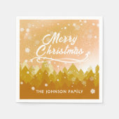 Goldweiße Schneewälder Friedliche Frohe Weihnachte Serviette (Vorderseite)