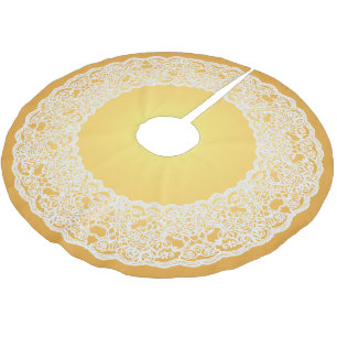 Goldweiße Spitzen-Vintager Treppenhaus Polyester Weihnachtsbaumdecke