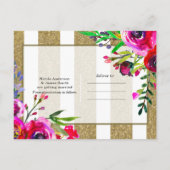 Goldweiße Streifen Bold Glam Save the Date Ankündigungspostkarte (Rückseite)