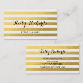 Goldweiße Streifen-Muster-Visitenkarte Visitenkarte (Vorne/Hinten)