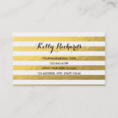 Goldweiße Streifen-Muster-Visitenkarte Visitenkarte (Rückseite)
