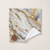 Goldweiße Wellen Badehandtücher Badhandtuch Set (Waschlappen)