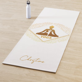 Goldweiße Yoga-Pose mit Individuelle Name Yogamatte