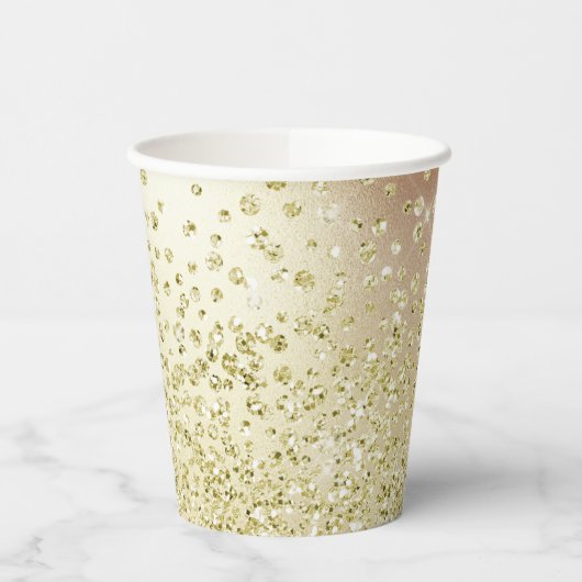 Goldweißer Glitzer Konfetti Schimmer glänzen Ausse Pappbecher (Links)