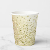 Goldweißer Glitzer Konfetti Schimmer glänzen Ausse Pappbecher (Vorderseite)