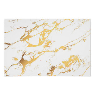goldweißer Marmor AkryllischMalerei der Abstrakten Poster