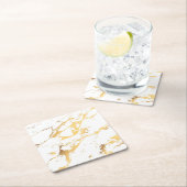 goldweißer Marmor AkryllischMalerei der Abstrakten Rechteckiger Pappuntersetzer (Vor Ort)