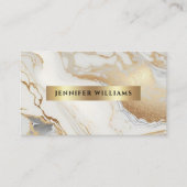 Goldweißer Marmor Eleganter QR Code Moderner Visitenkarte (Vorderseite)