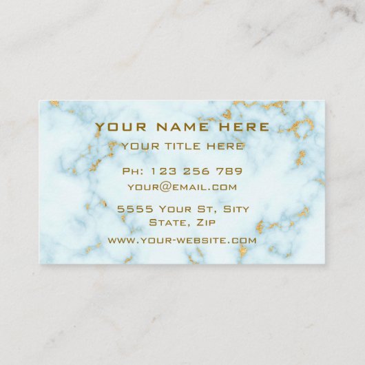 Goldweißer Marmor Goldener Text Beruflich Luxus Visitenkarte (Rückseite)