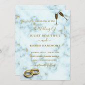 Goldweißer Marmor Ihr QR-Code Hochzeitsempfang (Vorne/Hinten)